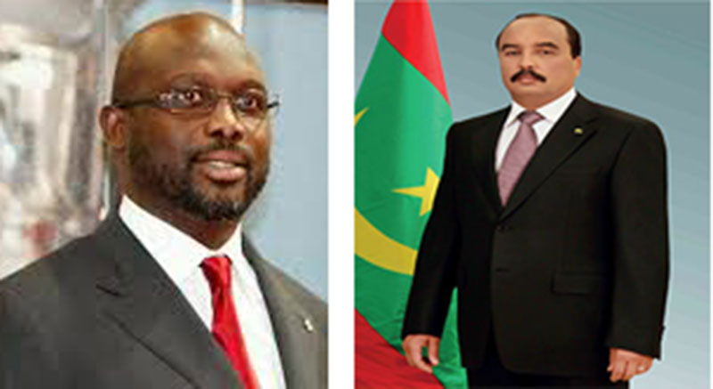 الرئيسان الموريتاني محمد ولد عبد العزيز والليبيري جورج ويا.