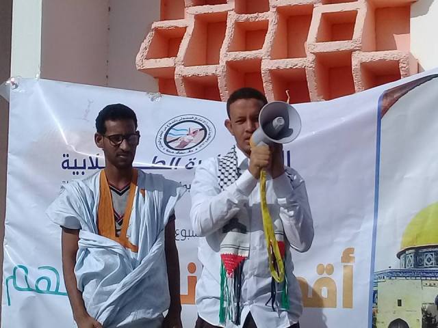 رئيس المبادرة محمد محمود ولد محمد خلال كلمته في اختتام حفل أسبوع الأقصى في موريتانيا