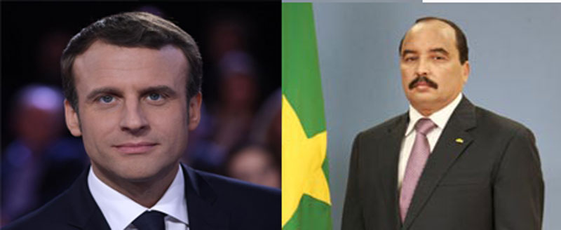 الرئيس الموريتاني محمد ولد عبد العزيز، والرئيس الفرنسي الجديد إيمانويل ماكرون