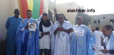 جانب من وقفة الأساتذة المضربين اليوم/ الأخبار