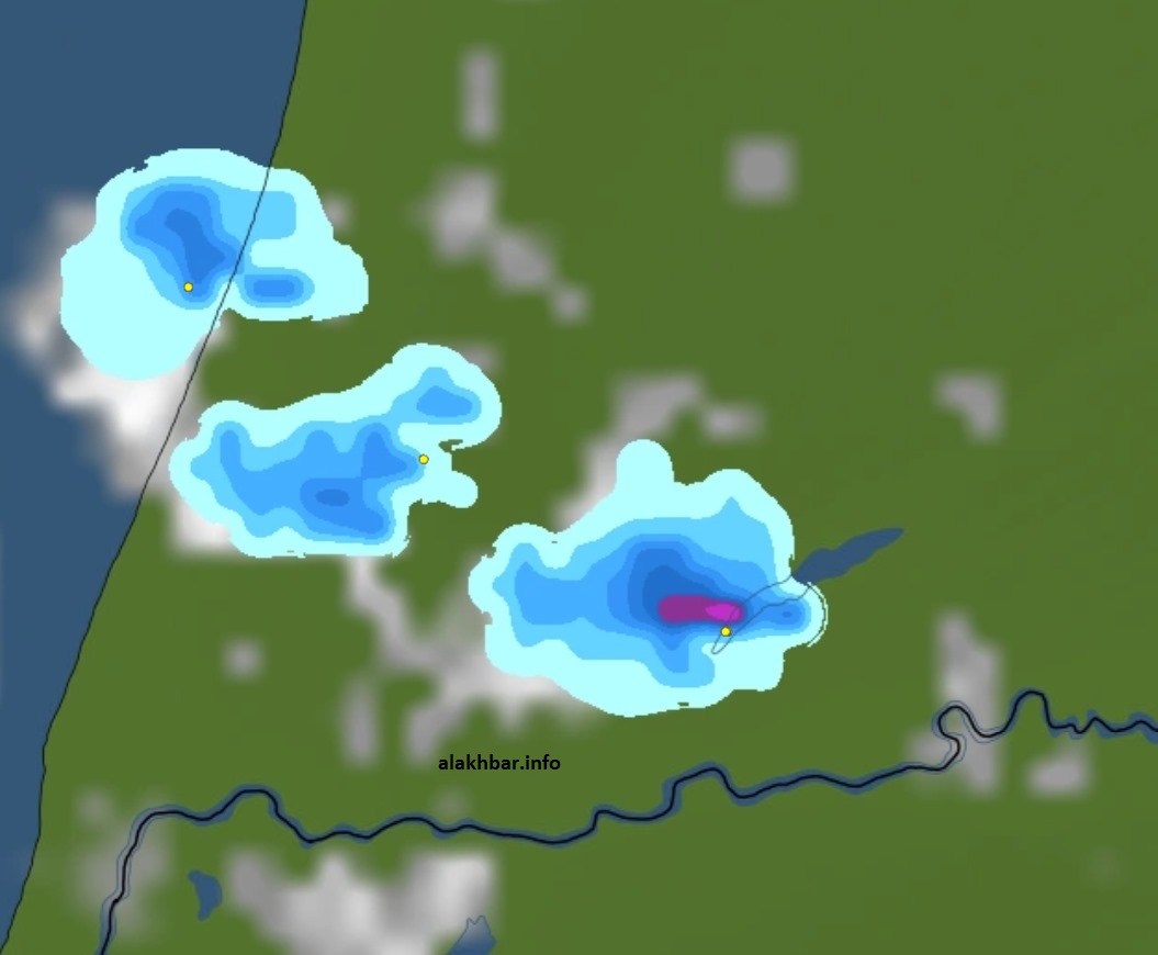 خارطة السحب الماطرة المتوقعة على ولاية الترارزة