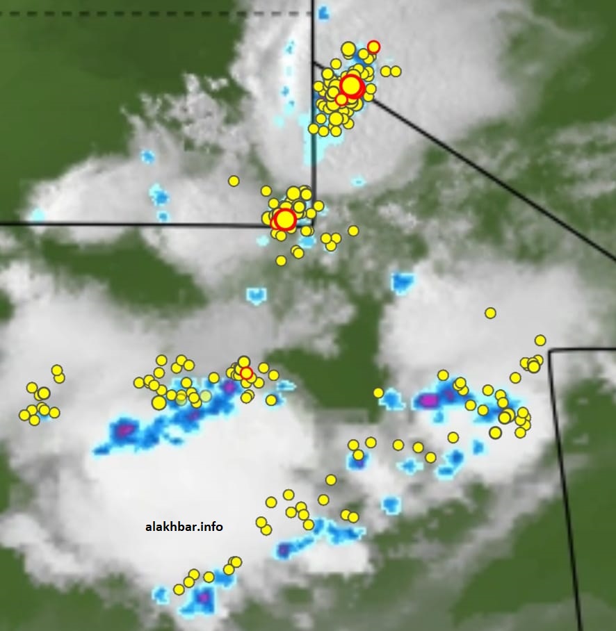 عواصف رعدية نشطة جدا على أقصى شمال غرب ولاية تيرس الزمور