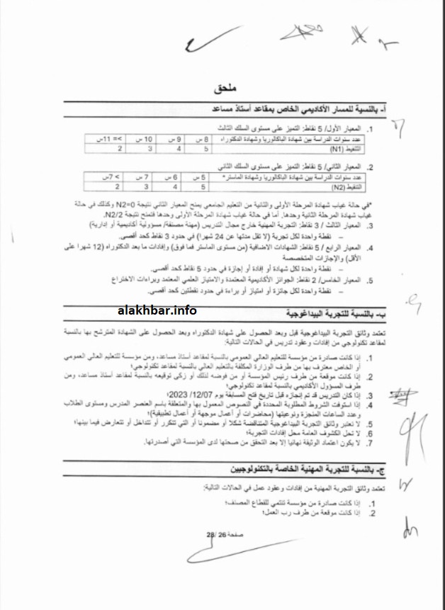 شبكة التنقيط المستحدثة - وفق الدكاترة - 