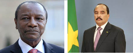 الرئيسان الموريتاني محمد ولد عبد العزيز والغيني ألفا كوندي.