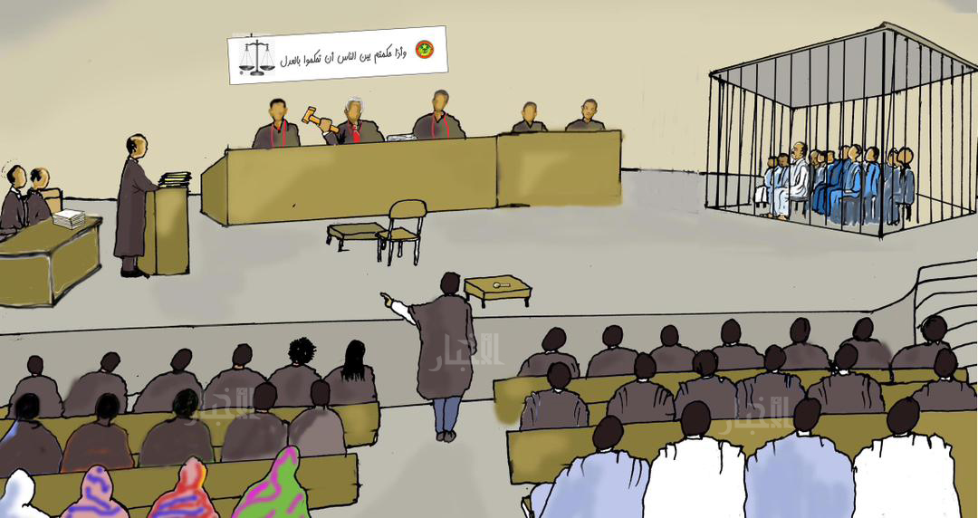 رسم تقريبي لقاعة المحكمة داخل قصر العدل بولاية نواكشوط الغربية