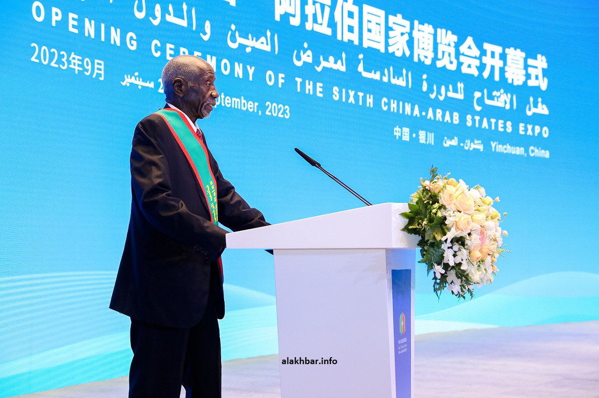 نائب رئيس البرلمان الموريتاني موسى دمب صو خلال كلمته في افتتاح المعرض اليوم الخميس (الأخبار)