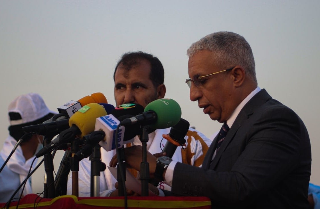 وزير الصحة المختار ولد داهي خلال خطابه بمناسبة وضع حجر أساس مستشفى "إيثار"