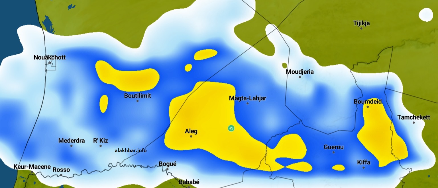 خارطة السحب المتوقعة فجر الأربعاء القادم بحول الله تعالى