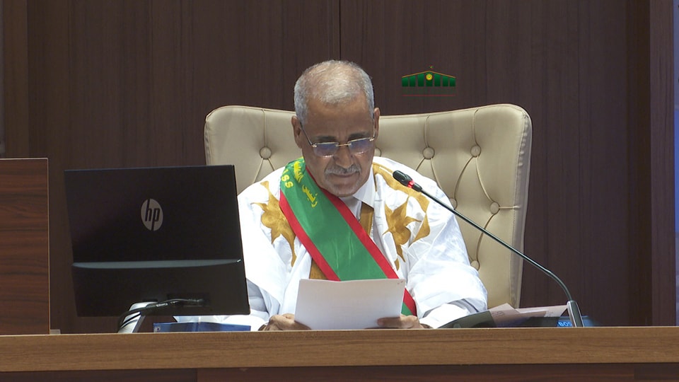 رئيس البرلمان محمد ولد مكت خلال جلسة افتتاح الدورة البرلمانية الجديدة 