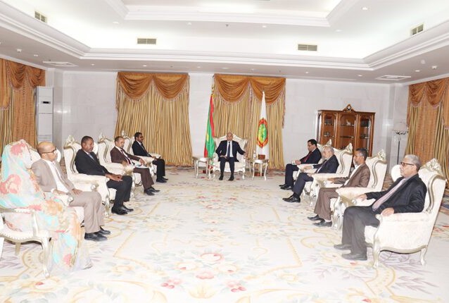 الرئيس محمد ولد الغزواني خلال لقائه اليوم مع المكتب التنفيذي لنادي القضاة الموريتانيين (وما)