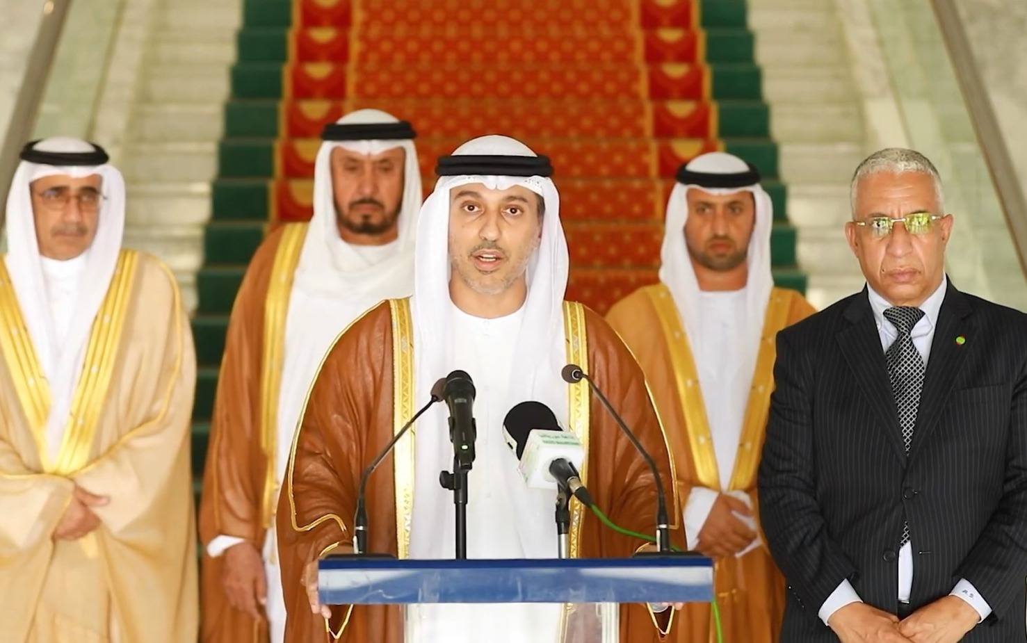 وزير التربية والتعليم الإماراتي أحمد بن عبد الله حميد بالهول الفلاسي خلال تصريحه عقب لقاء الرئيس ولد الغزواني