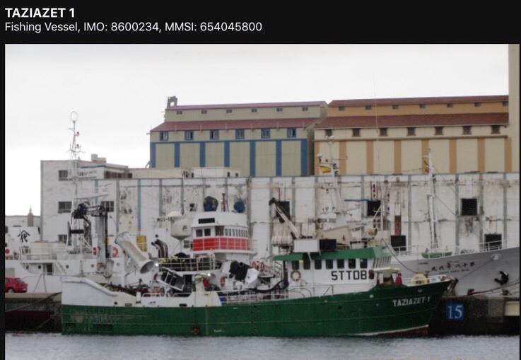 سفينة "تازيازت - 1 taziazet-"" التابعة لشركة (صناعة الأسماك والتمثيل التجاري) MAURITANIA SARL IPR 