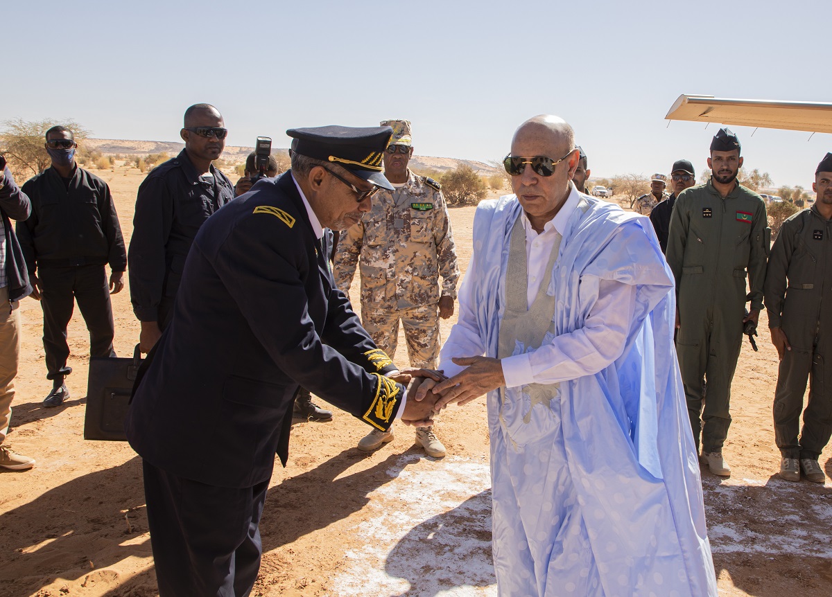 الرئيس محمد ولد الغزواني خلال مغادرته مدينة ولاته عائدا إلى نواكشوط