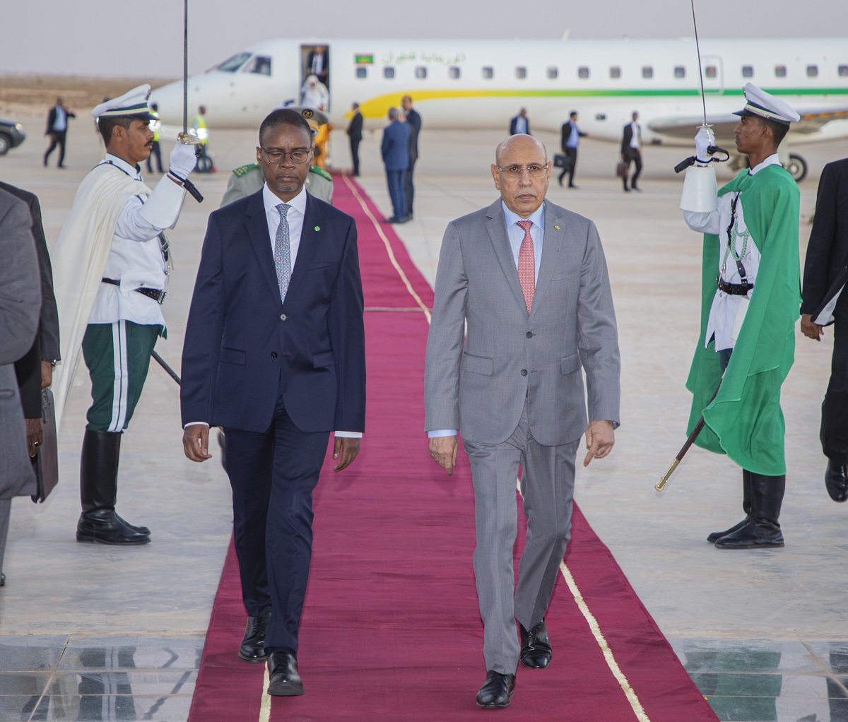 الرئيس محمد ولد الغزواني في مطار نواكشوط الدولي عائدا من مدينة نواذيبو