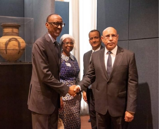 غزواني وبول كاغامي خلال لقائهما على هامش أعمال الجمعية العامة للأمم المتحدة سبتمبر 2019