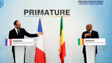 مؤتمر صحفي مشترك بين الوزير الأول المالي سومايلو بوباي مايغا، ورئيس الحكومة الفرنسية إدوارد فيليب.