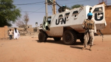 عناصر من قوات المينيسما بمدينة تومبوكتو شمال مالي 19 سبتمبر 2016.