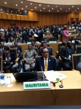 وزير الخارجية الموريتاني إسلك ولد أحمد إزيد بيه خلال تمثيله موريتانيا في الاجتماع اليوم (وما)