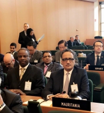 وزير الخارجية الموريتاني إسلك ولد إزيد بيه خلال مشاركته في الاجتماع (وما)