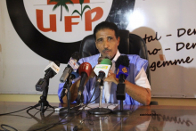 رئيس حزب اتحاد قوى التقدم محمد ولد مولود خلال مؤتمر صحفي سابق (الأخبار - أرشيف)