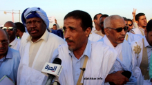 المرشح الرئاسي محمد ولد مولود خلال حديث في الأخيرة من مسيرة المعارضة مساء اليوم