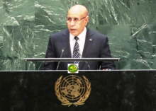 الرئيس الموريتاني محمد ولد الغزواني خلال خطابه في الجمعية العامة للأمم المتحدة سبتمبر الماضي (وما)