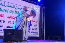 رئيس نادي حماية تراث المذرذرة محمد فال ولد عبد اللطيف أثناء إلقائه كلمة في حفل افتتاح المهرجان