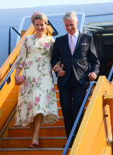 العاهل البلجيكي فيليب والملكة ماتليد لدى وصولهما الكونغو الديمقراطية 