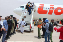 الوفد الثاني من الحجاج الموريتانيين بعيد وصوله إلى مطار نواكشوط الدولي أم التونسي (وما)