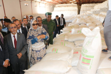 وزير الزراعة، ومفوضة الأمن الغذائي خلال استلام شحنة الأسمدة اليوم الجمعة