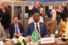  وزير الخارجية والتعاون الإفريقي والموريتانيين في الخارج محمد سالم ولد مرزوك خلال كلمته في المؤتمر