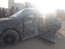السيارة التي تعرضت للحادث فجر اليوم في مدخل مدينة نواذيبو