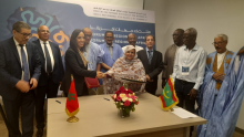 رئيسة الرابطة الموريتانية للجهات، ورئيسة جمعية جهات المغرب بعيد توقيع مذكرة التفاهم