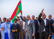 الرئيس محمد ولد الغزواني خلال إعطاء إشارة انطلاق المشاريع الخدمية
