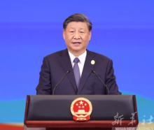 الرئيس الصيني شي جين بينغ خلال كلمته في مأدبة العشاء على شرف المشاركين في المنتدى الثالث للحزام والطريق 
