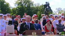 الرئيس الروسي فلاديمير بوتين خلال كلمته في الاحتفالية