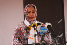 حرم الرئيس محمد ولد الغزواني مريم محمد فاضل الداه خلال خطابها اليوم في كيهيدي (وما)