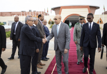 الرئيس محمد ولد الغزواني في مطار نواكشوط خلال مغادرته إلى الولايات المتحدة الأمريكية 