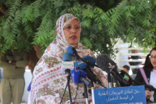 فاطمة خطري مفوضة الأمن الغذائي الموريتانية خلال كلمتها بحفل إطلاق توزيع المعونات المادية للفئات الأكثر هشاشة في نواكشوط (الأخبار)