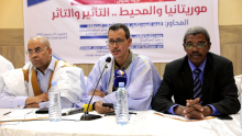  صبحي ودادي رئيس المركز الموريتاني للدراسات والبحوث الاستراتيجية خلال كلمته الافتتاحية للندوة التي أقامها مركزه مساء اليوم (الأخبار) 