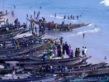 قوارب صيد على شاطئ المحيط في موريتانيا